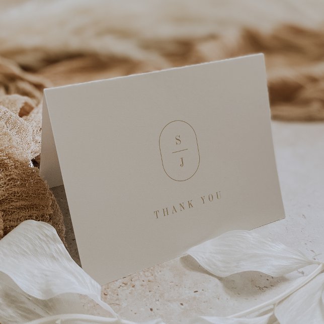 SHYLAH, minimalistiskt Guld Cream enkelt Bröllop Tack Kort (SHYLAH Folded Minimalist Gold Cream Simple Wedding Thank You Card)