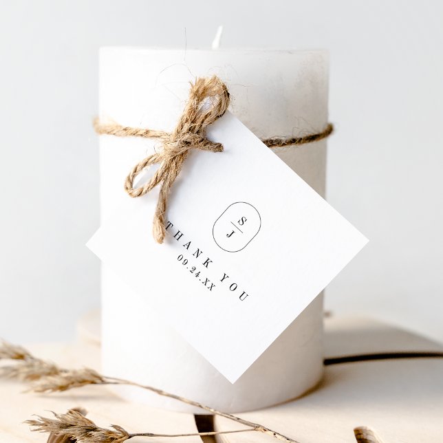 SHYLAH Monogram Black White Boho Bröllop Tack Gåvor Etiketter (SHYLAH Monogram Black White Boho Wedding Thank You Favor Tags)