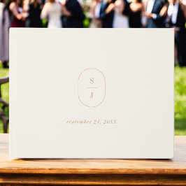 SHYLAH Neutralt Guld Cream Elegant Monogram Bröllo Gästböcker
