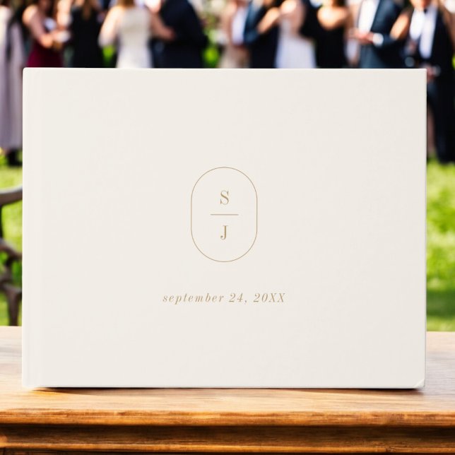 SHYLAH Neutralt Guld Cream Elegant Monogram Bröllo Gästböcker (SHYLAH Neutral Gold Cream Elegant Monogram Wedding Guest Book)