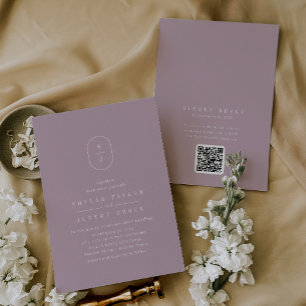 SHYLAH QR Code minimalist Lilac Dusty Ro Bröllop Inbjudningar