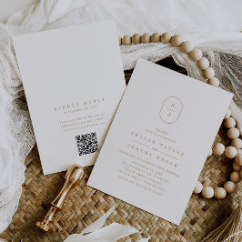 SHYLAH QR-kod: Minimalistisk Guld Elegant bröllop Inbjudningar