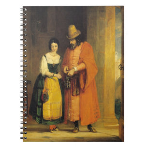 Shylock och Jessica från "köpmannen av Venedig", Anteckningsbok Med Spiral
