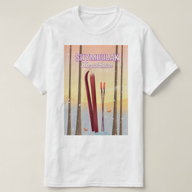 Shymbulak Kazakstan skidestinationsaffisch T Shirt (Design framsida)