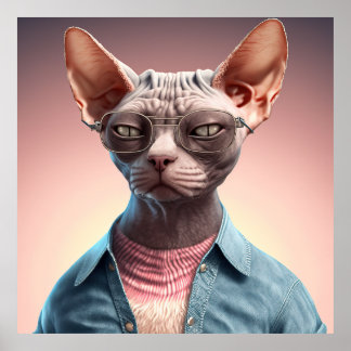 Shynx Cat Hipster Poster