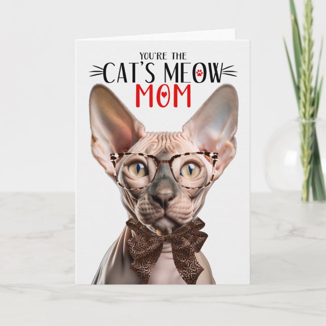 Shynx Hairless Cat för Mamma på Mors dag Helgkort (Framsida)