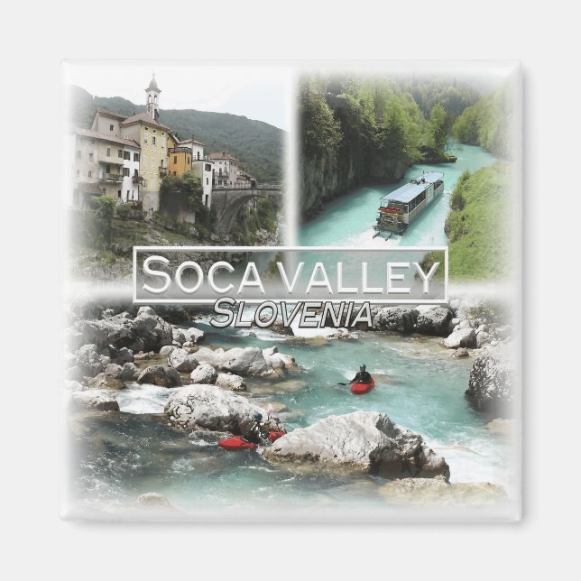 SI0017 Europa, Slovenien, Soca-dalen, Fridge Magnet (Framsidan)