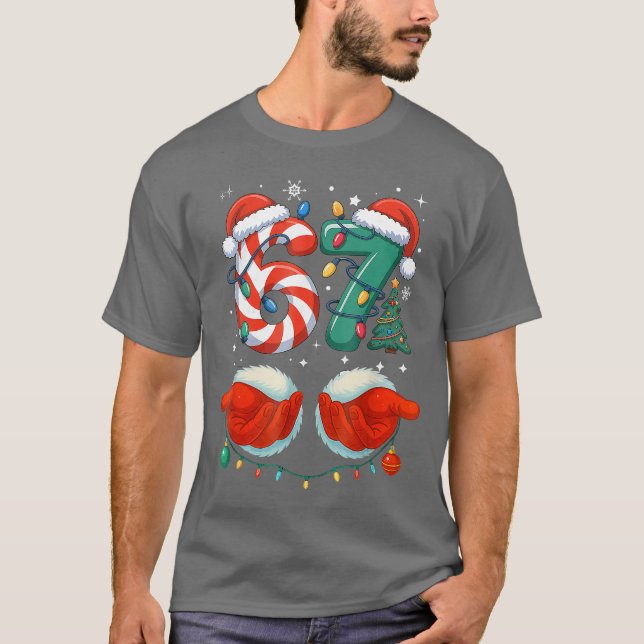 Si Seven 6 7 67 Christmas Funny family T Shirt (Framsida)