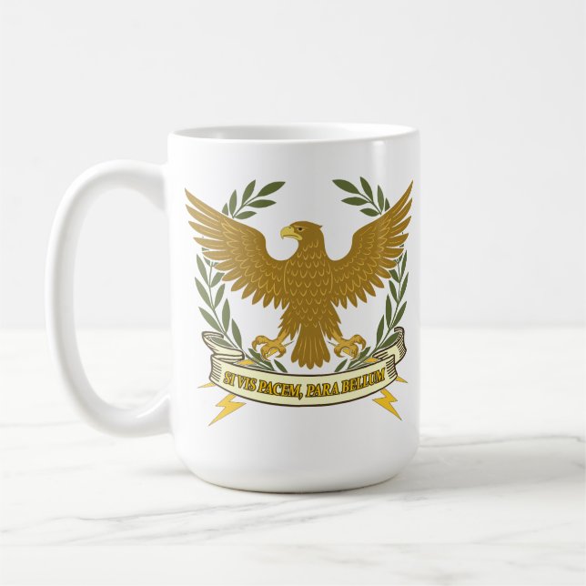Si Vis Pacem, Para Bellum.. Eagle and lightning  Kaffemugg (Vänster)