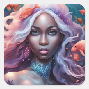Sia Mia - Sjöjungfru Series Art Collection Fyrkantigt Klistermärke