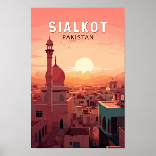 Sialkot Pakistan Resa Konst Vintage Poster