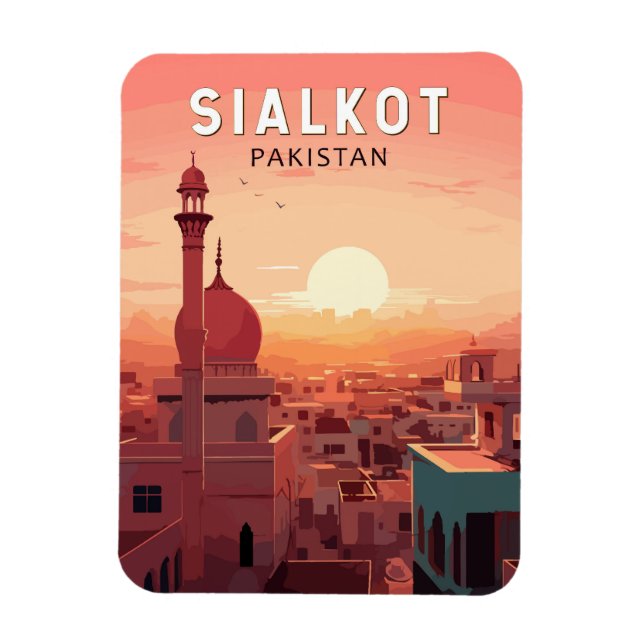 Sialkot Pakistan Travel Art Vintage Magnet (Vertikal)