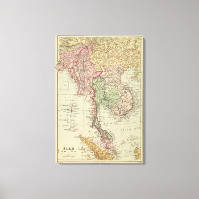 Siam, Burma och Anam Canvastryck (Framsida)