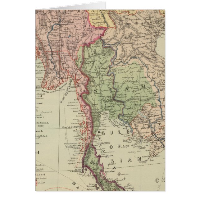 Siam, Burma och Anam Hälsningskort (Framsidan)