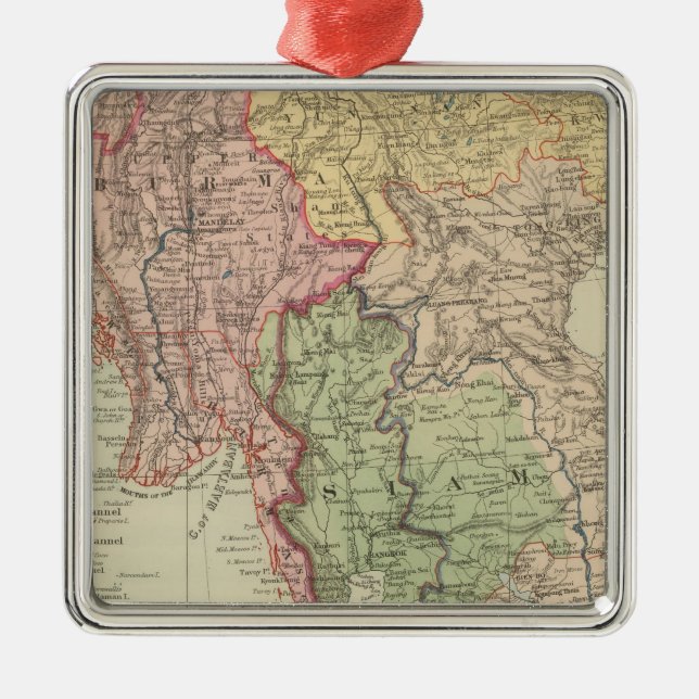 Siam, Burma och Anam Julgransprydnad Metall (Framsidan)