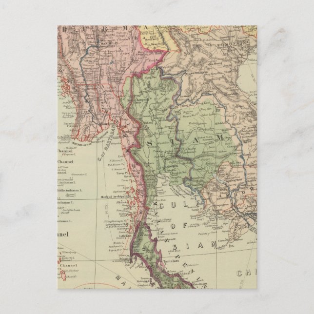 Siam, Burma och Anam Vykort (Framsida)