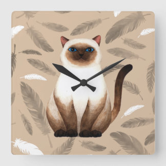 Siam cat Wall Clock Fyrkantig Klocka