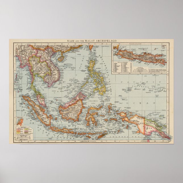 Siam, Malay Archipelago Poster (Framsidan)