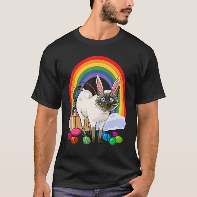 Siames katt påsk kanin t shirt (Framsida)