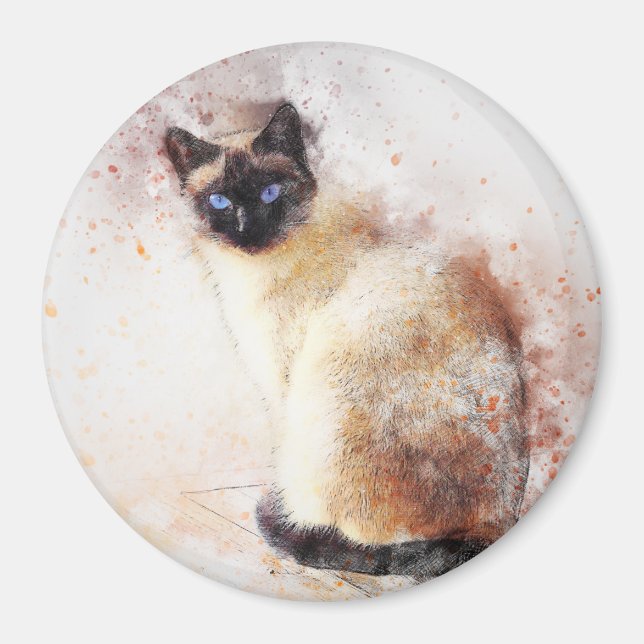 Siamese | ABSTRAKT | Vattenfärg Magnet (Framsidan)