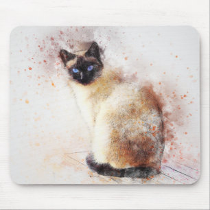 Siamese ABSTRAKT Vattenfärg Musmatta