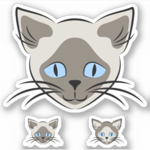 Siamese blått synad kattansiktegrafik klistermärken