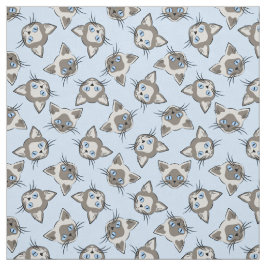 Siamese Blue Eyed Cat Ansikte Graphic Art Mönster Tyg