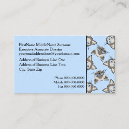 Siamese Blue Eyed Cat Ansikte Graphic Art Mönster Visitkort