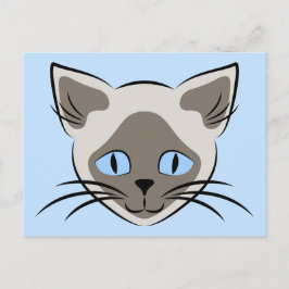 Siamese Blue Eyed Cat Ansikte Graphic Art Vykort