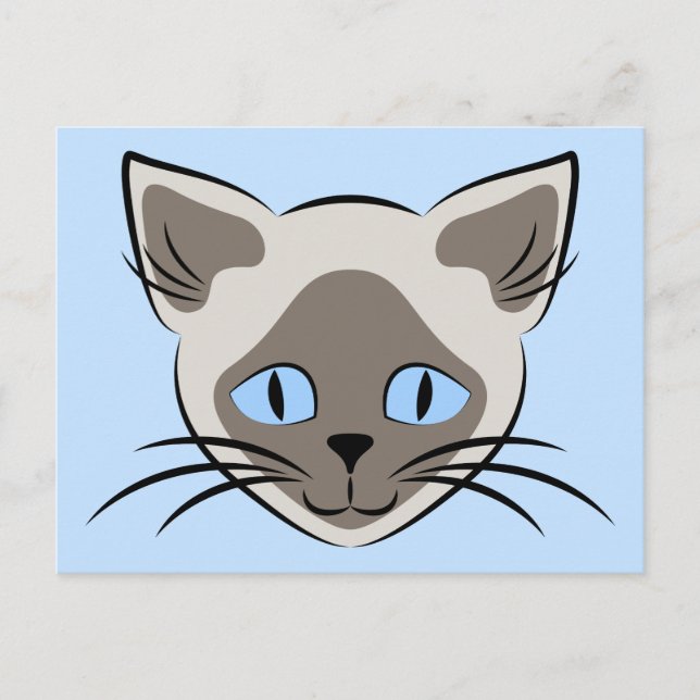 Siamese Blue Eyed Cat Ansikte Graphic Art Vykort (Framsida)