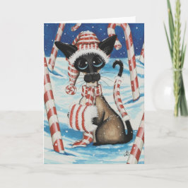 Siamese Candy cane Kattunge Helgkort
