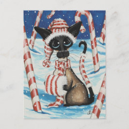 Siamese Candy cane Kattunge Vykort