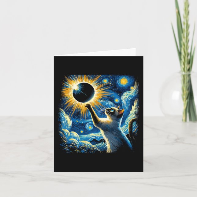 Siamese Cat 2024 Van Gogh Starry Night Siamese Cat Kort (Framsida)
