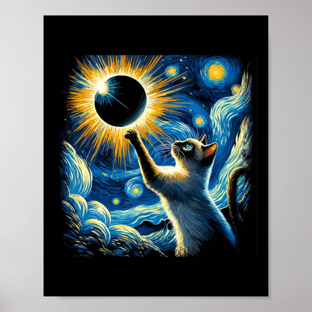 Siamese Cat 2024 Van Gogh Starry Night Siamese Cat Poster (Framsidan)
