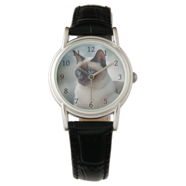 Siamese Cat 749 Digital art Armbandsur (Framsida)