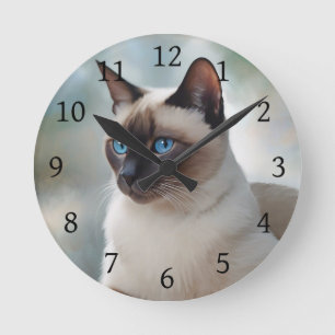 Siamese Cat 749 Digital art Rund Klocka