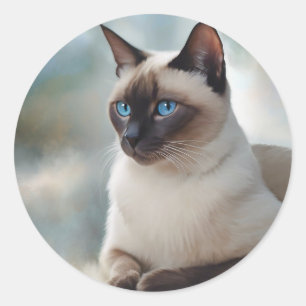 Siamese Cat 749 Digital art Runt Klistermärke