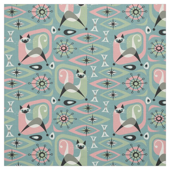 Siamese Cat Abstrakt - Blue ©studioxtine Tyg (Provkarta)