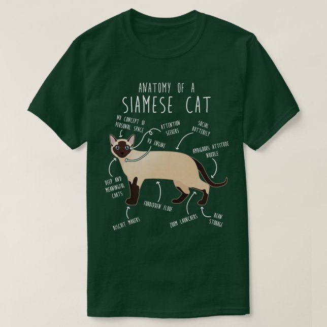 Siamese Cat Anatomy 1 T Shirt (Design framsida)