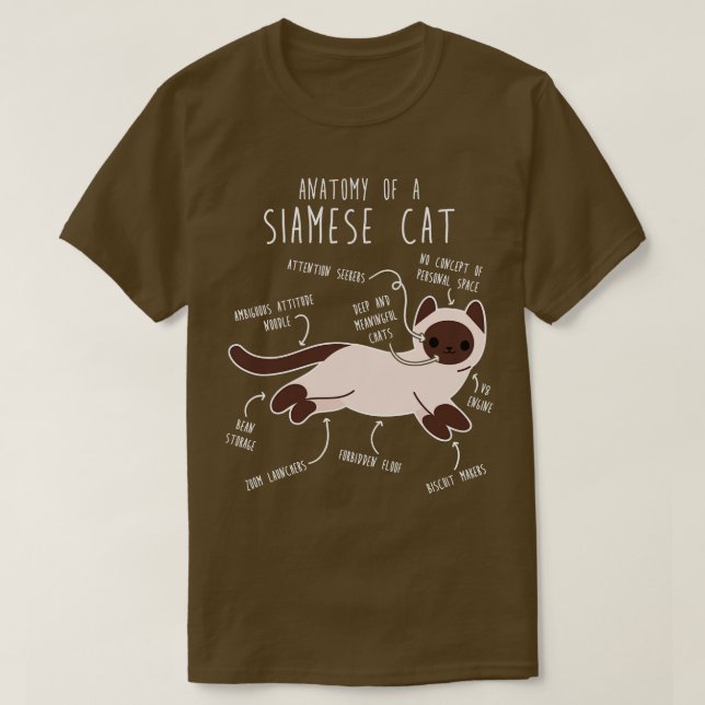 Siamese Cat Anatomy T Shirt (Design framsida)