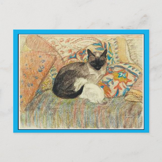 Siamese Cat and Kitten, Art by Steinlen, Fine Art Vykort (Framsida)