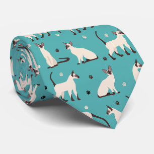 Siamese Cat and Tassar Blue Neck Tie Slips