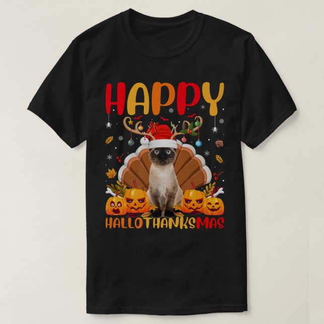 Siamese Cat Animal Lover Lycklig Siamese Cat Hello T Shirt (Design framsida)