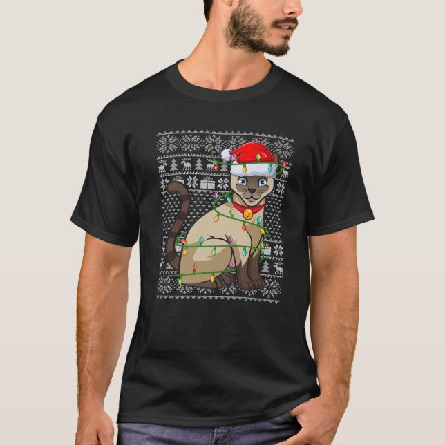 Siamese Cat Animal Lover Santa Ugly Siamese Cat Ch T Shirt (Framsida)