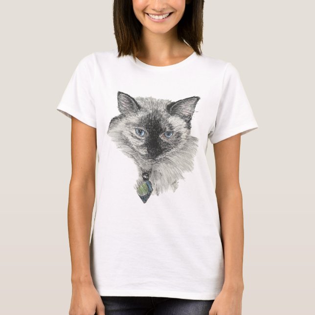Siamese Cat Ansikte Tee Shirt (Framsida)
