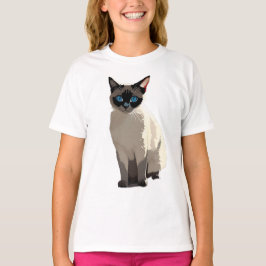 Siamese Cat Art Blue-Eyed Cat Lover Children's T Shirt