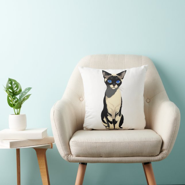 Siamese Cat Art Blue Eyed Cat Lover Kudde (Stol)