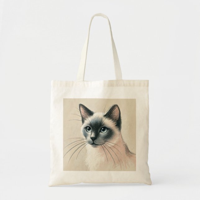 Siamese Cat Art - Cute Djurälskare Gift Tygkasse (Framsidan)