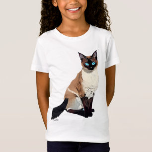 Siamese Cat Art Electric Blue Eyed Cat Lover Child T Shirt