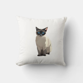 Siamese Cat Art Electric Blue Eyed Cat Lover Kudde